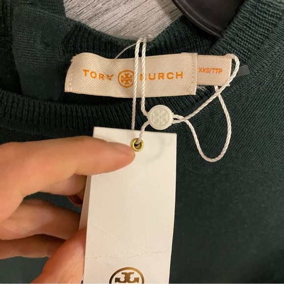 Tory Burch | Iberia Long Sleeve Pullover Sweater In Emerald Green Size XXS - Picture 9 of 10